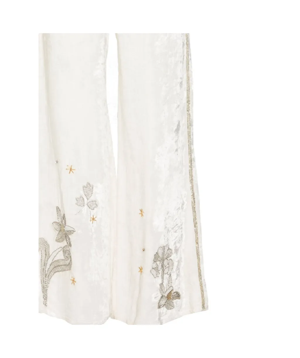 Embroidered Wide Leg Pants