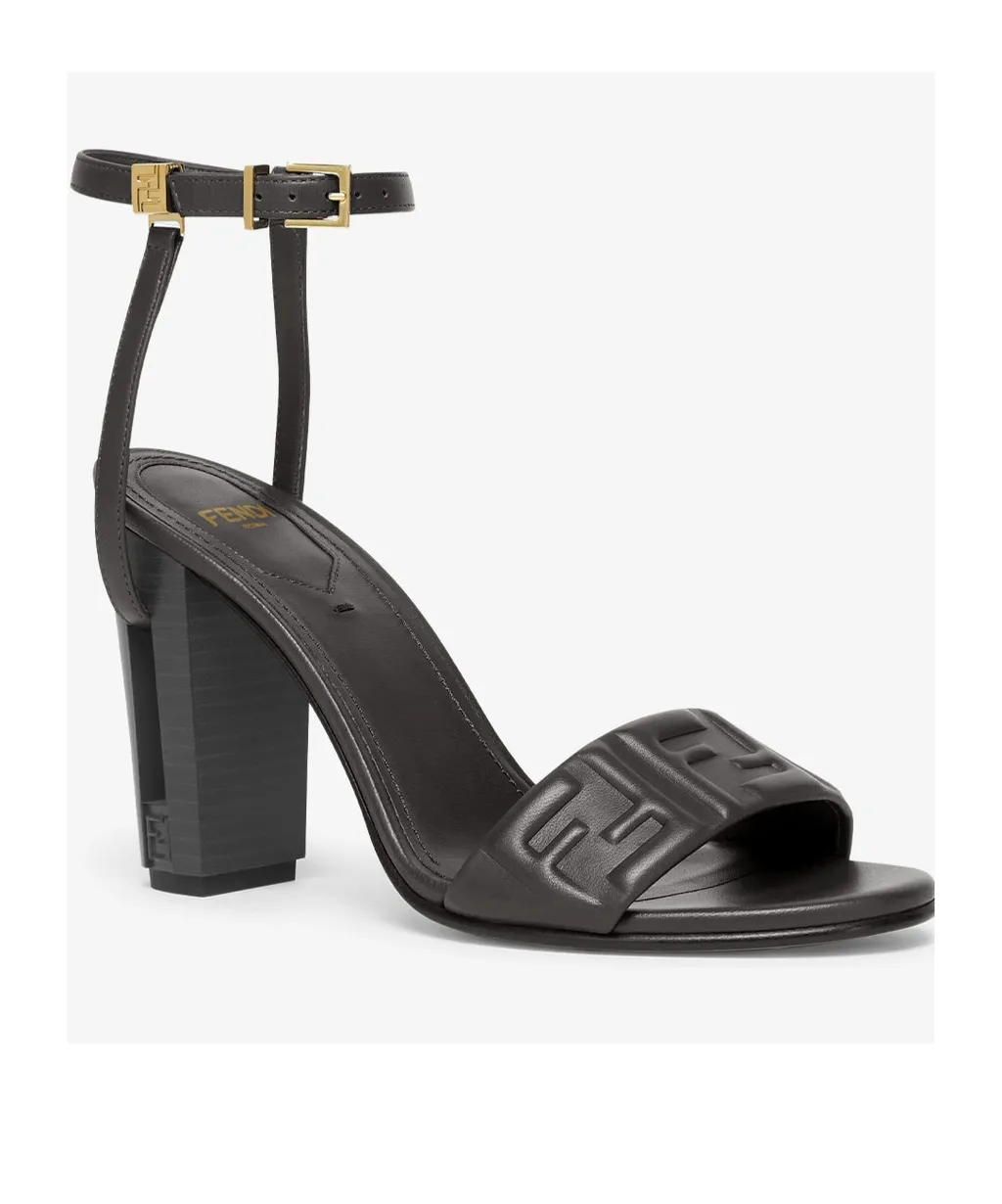 Dolphin Logo Embossed Ankle Strap Sandals