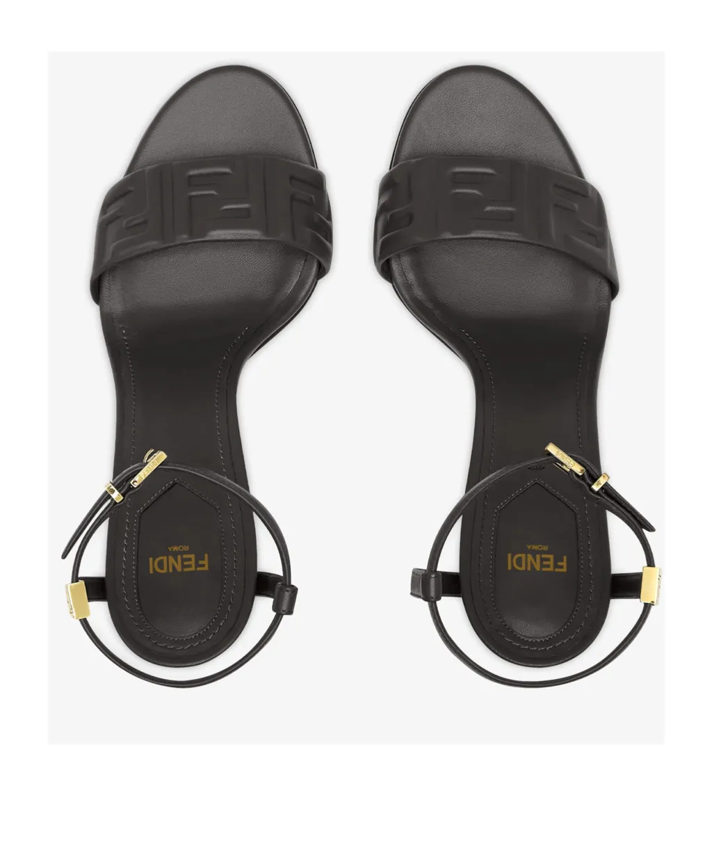 Dolphin Logo Embossed Ankle Strap Sandals
