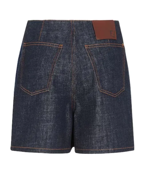 Denim Panelled Logo Patch Shorts