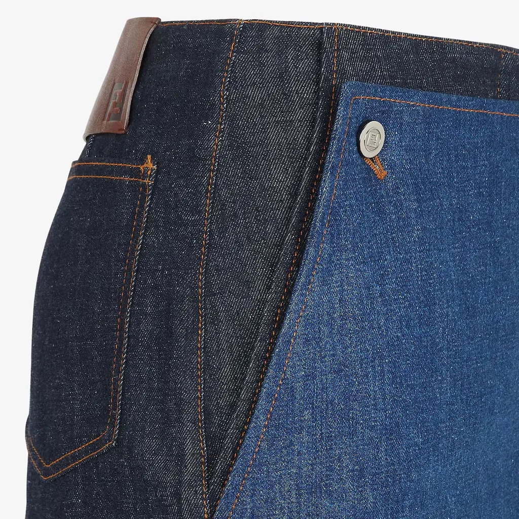 Denim Panelled Logo Patch Shorts