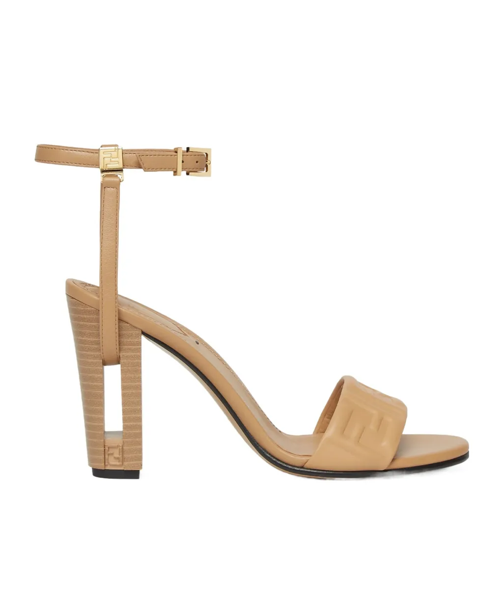 Dolphin Logo Embossed Ankle Strap Sandals
