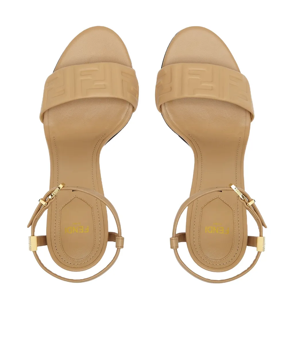 Dolphin Logo Embossed Ankle Strap Sandals
