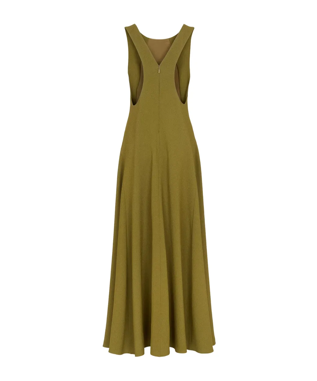Back V-Shaped Sleeveless Midi Dress