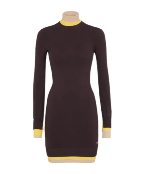 Logo Embroidered High-Neck Knitted Dress
