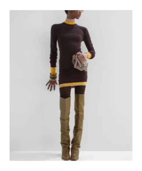 Logo Embroidered High-Neck Knitted Dress