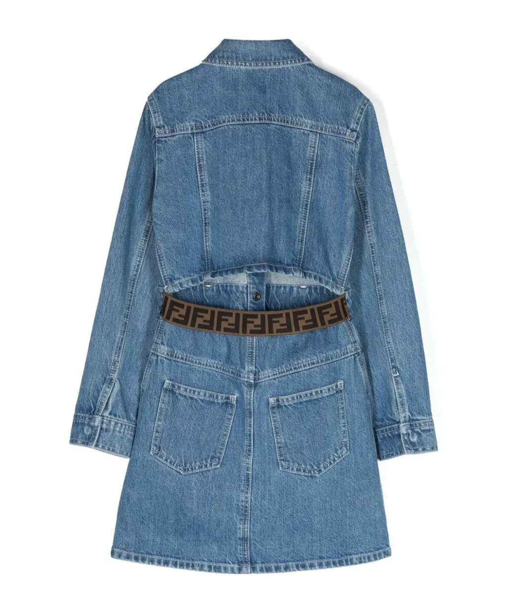 Logo Embroidered Denim Dress