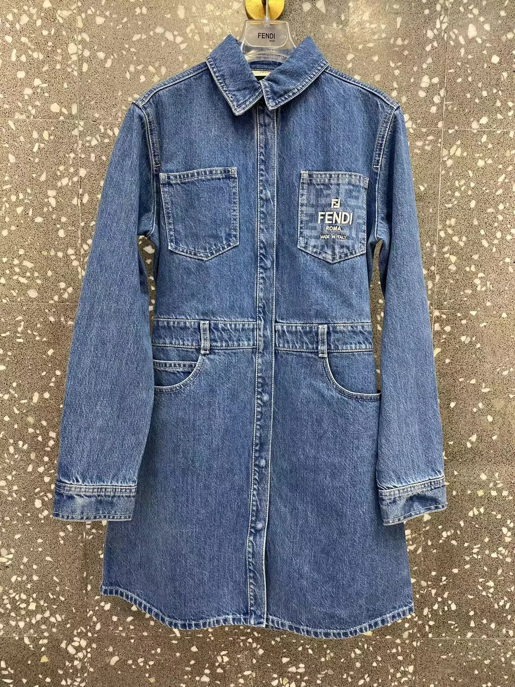 Logo Embroidered Denim Dress