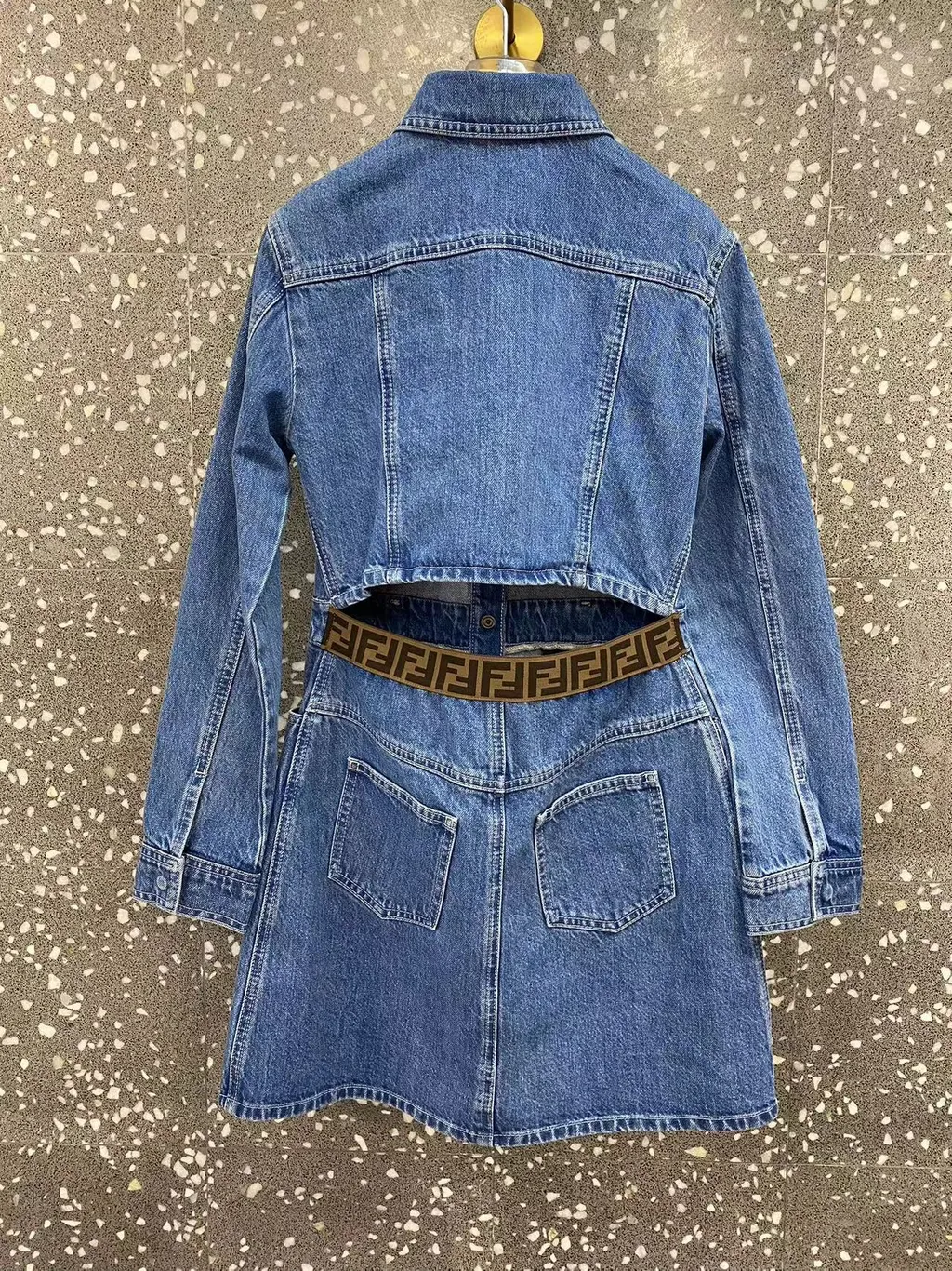 Logo Embroidered Denim Dress