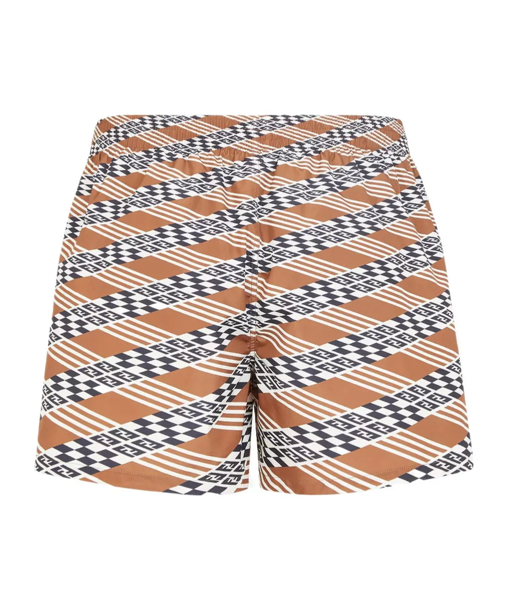 Graphic Printed Drawstring Swim Shorts
