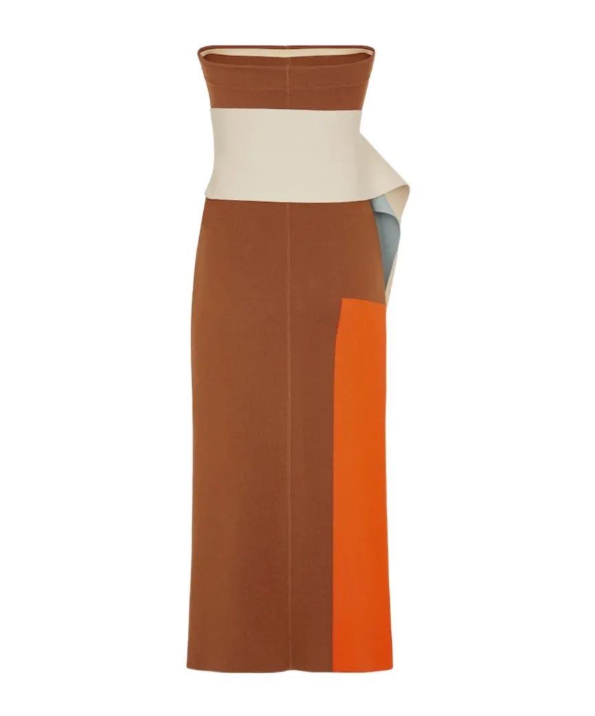 Strapless Color-Block Bustier Dress