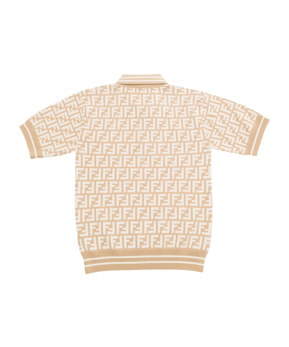 Ff-Jacquard Short-Sleeved Knitted Polo Shirt