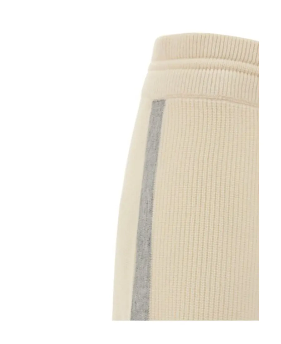 Side Band Ribbed Knit Drawstring Trousers