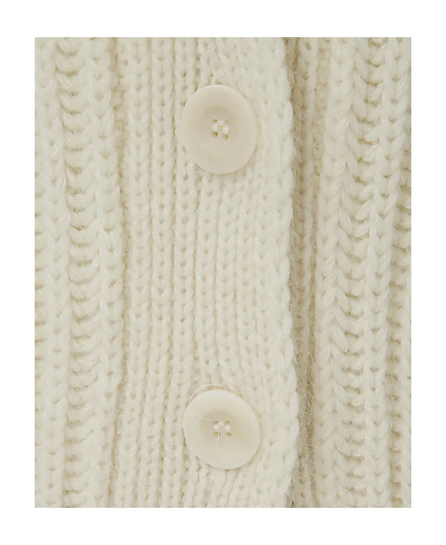 Ribbed-Knit Buttoned Cardigan