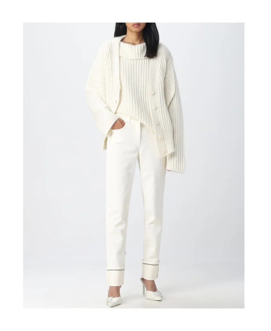 Ribbed-Knit Buttoned Cardigan