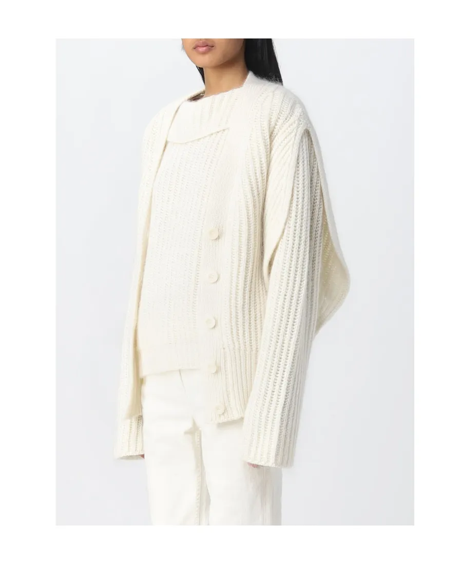 Ribbed-Knit Buttoned Cardigan