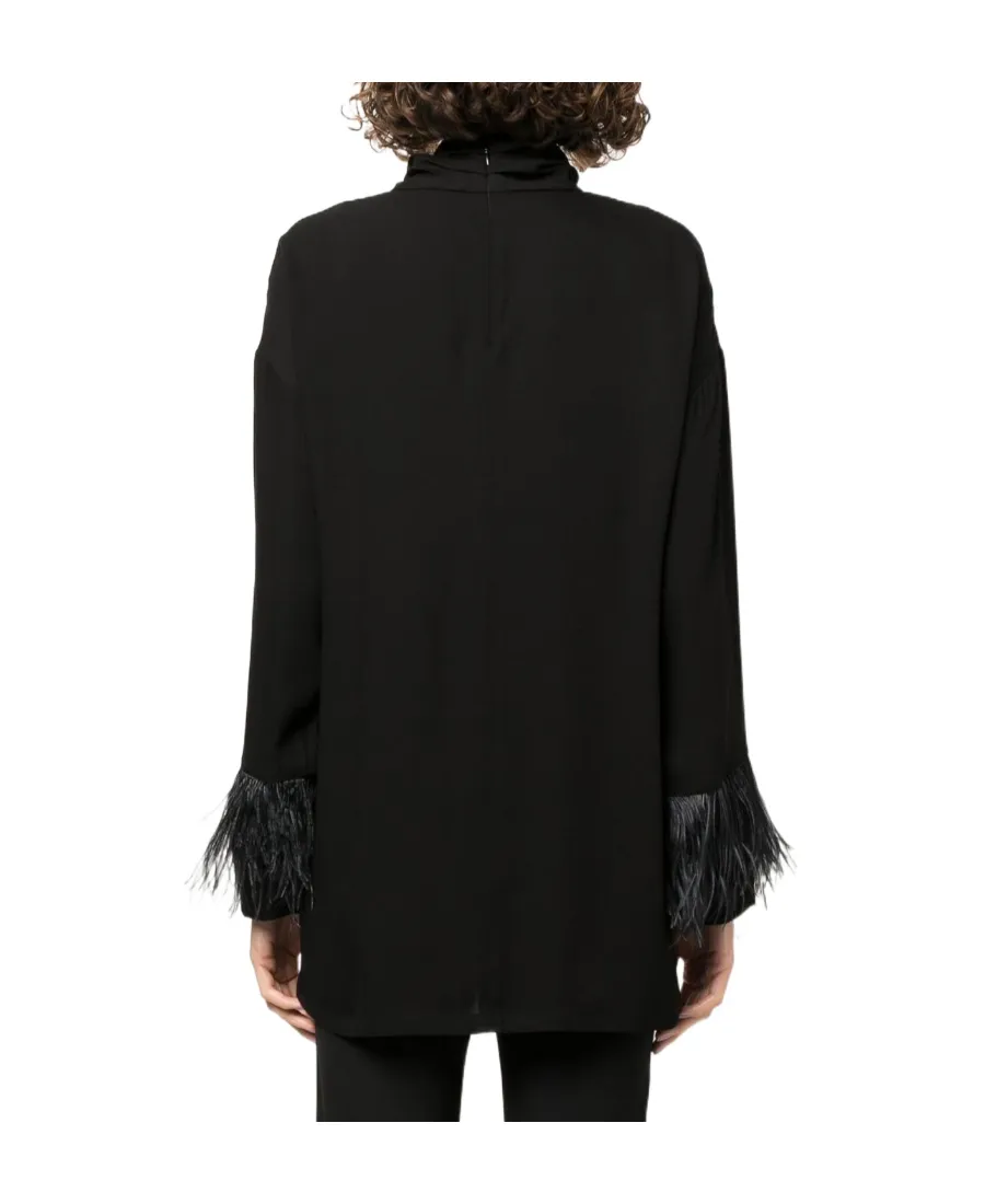 Fringe Detailed Mock Neck Top