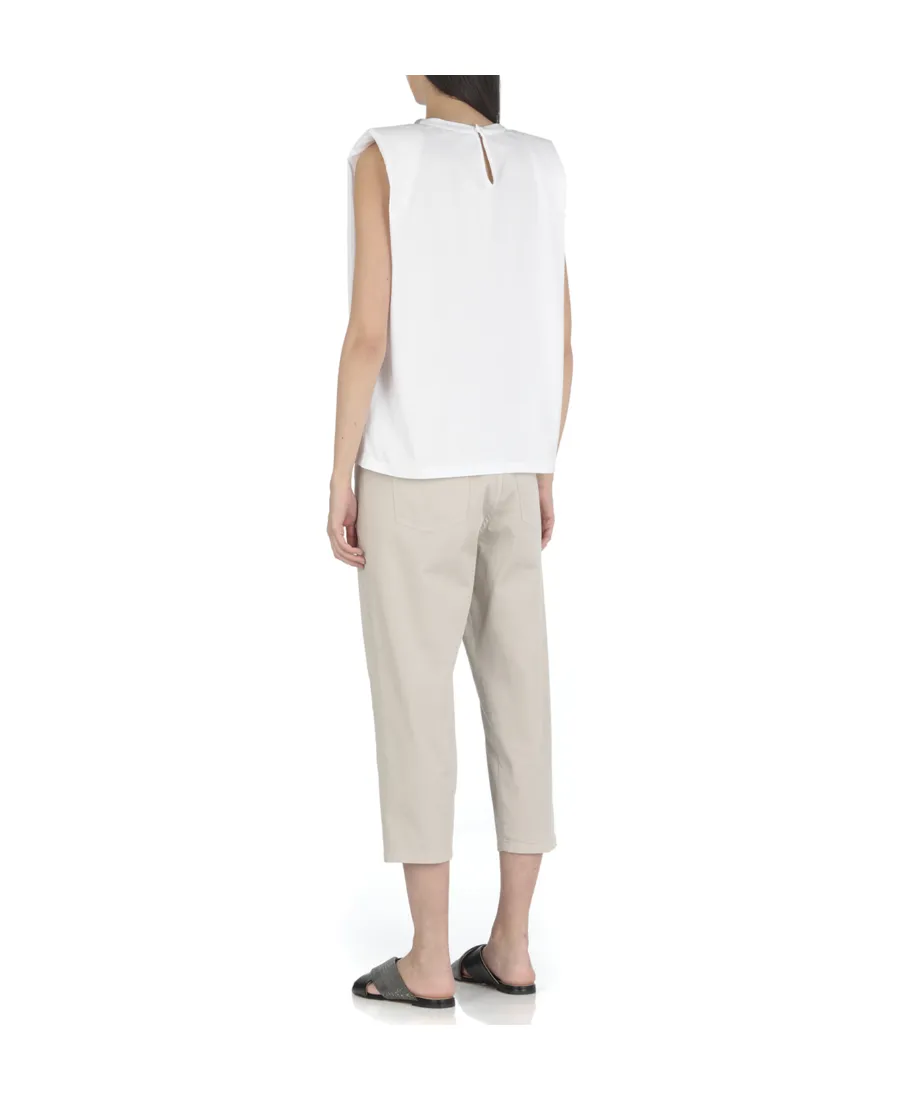 Embellished-Neck Sleeveless Top