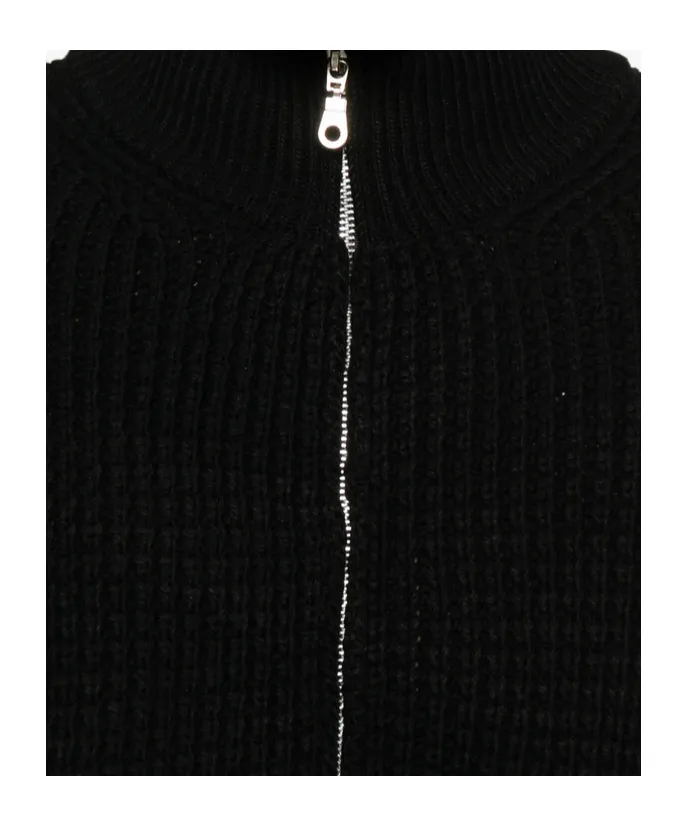 Waffle-Knit Zip-Up Cardigan