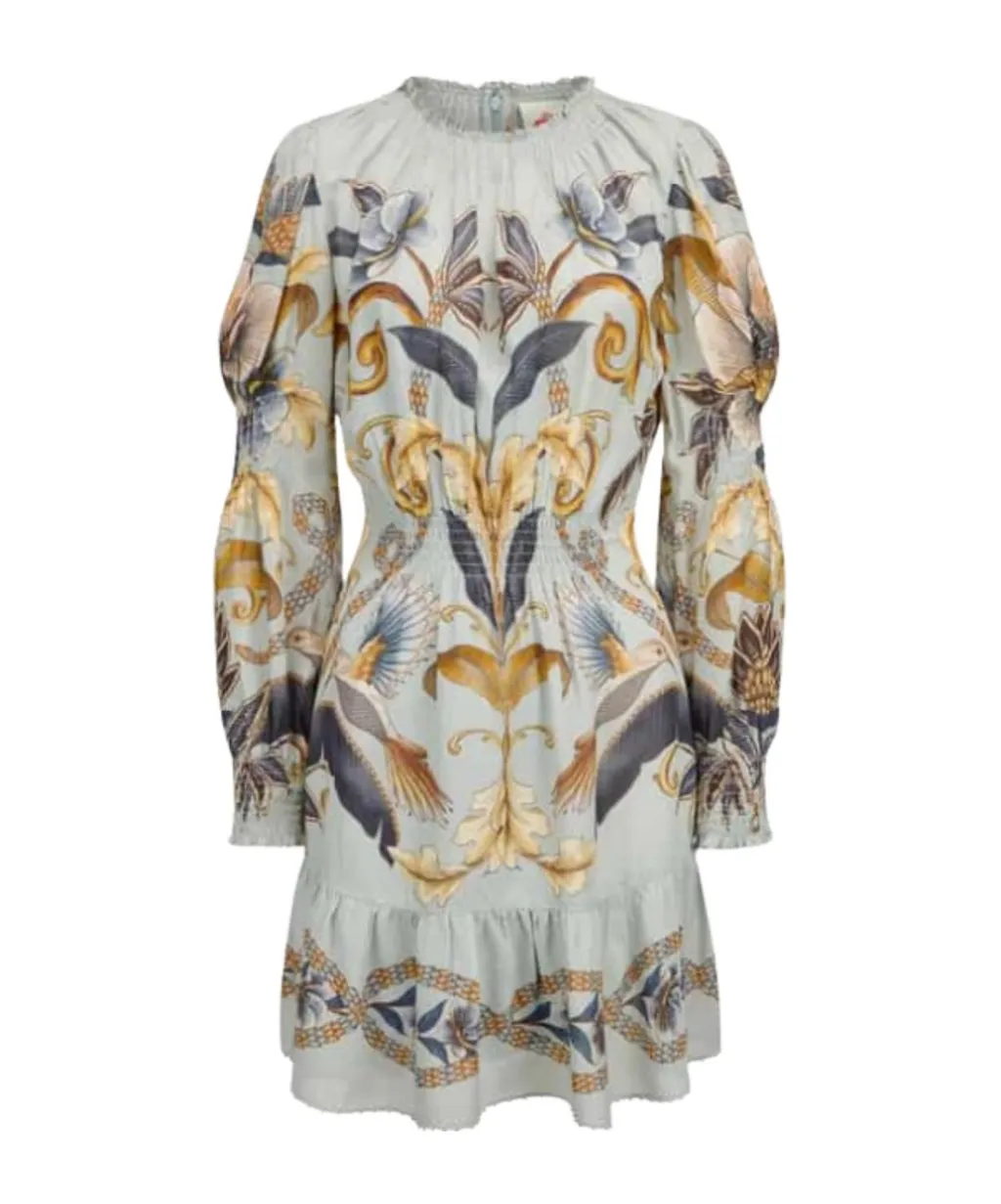 Ruffled Long-Sleeve Mini Dress