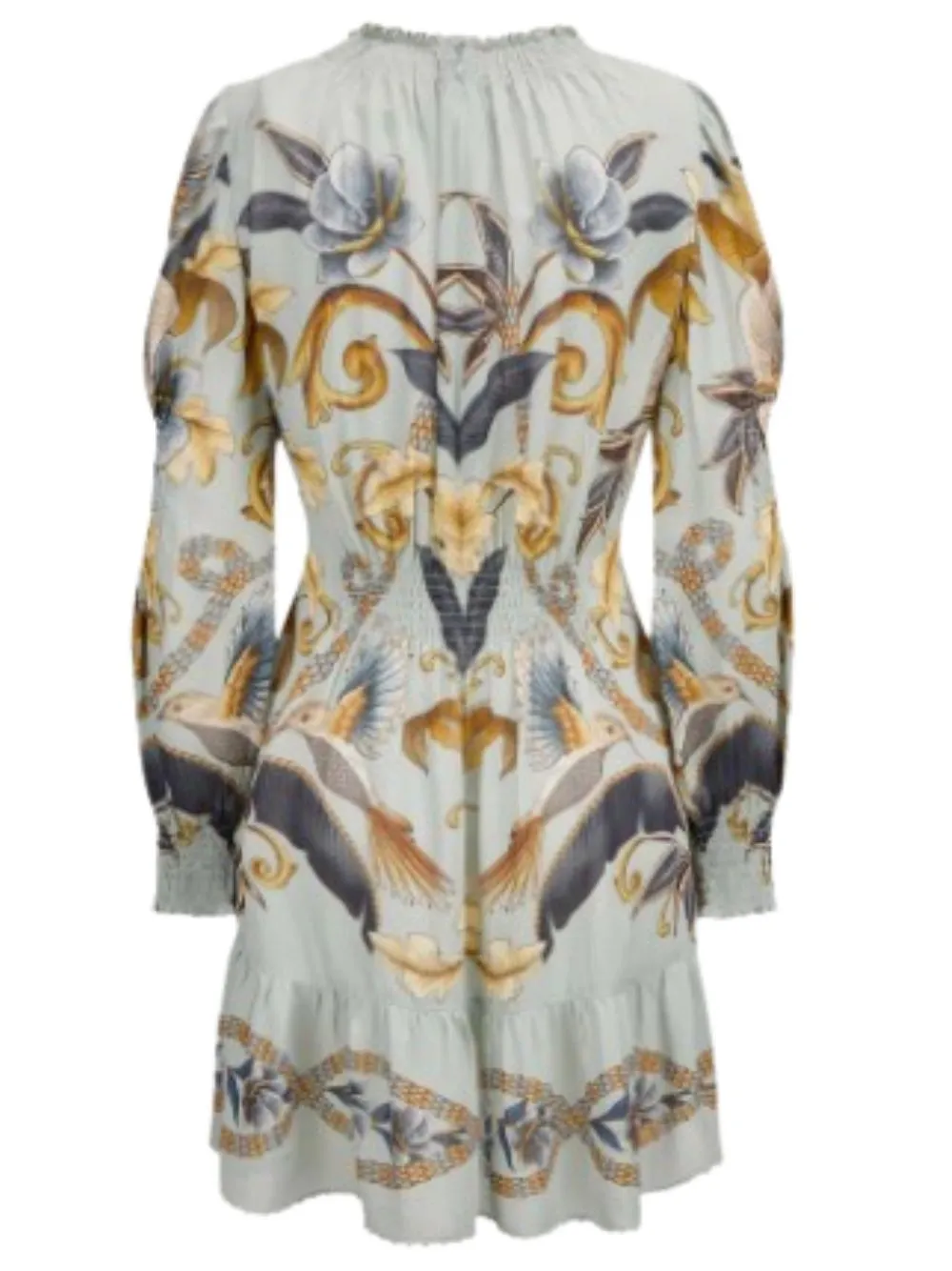 Ruffled Long-Sleeve Mini Dress
