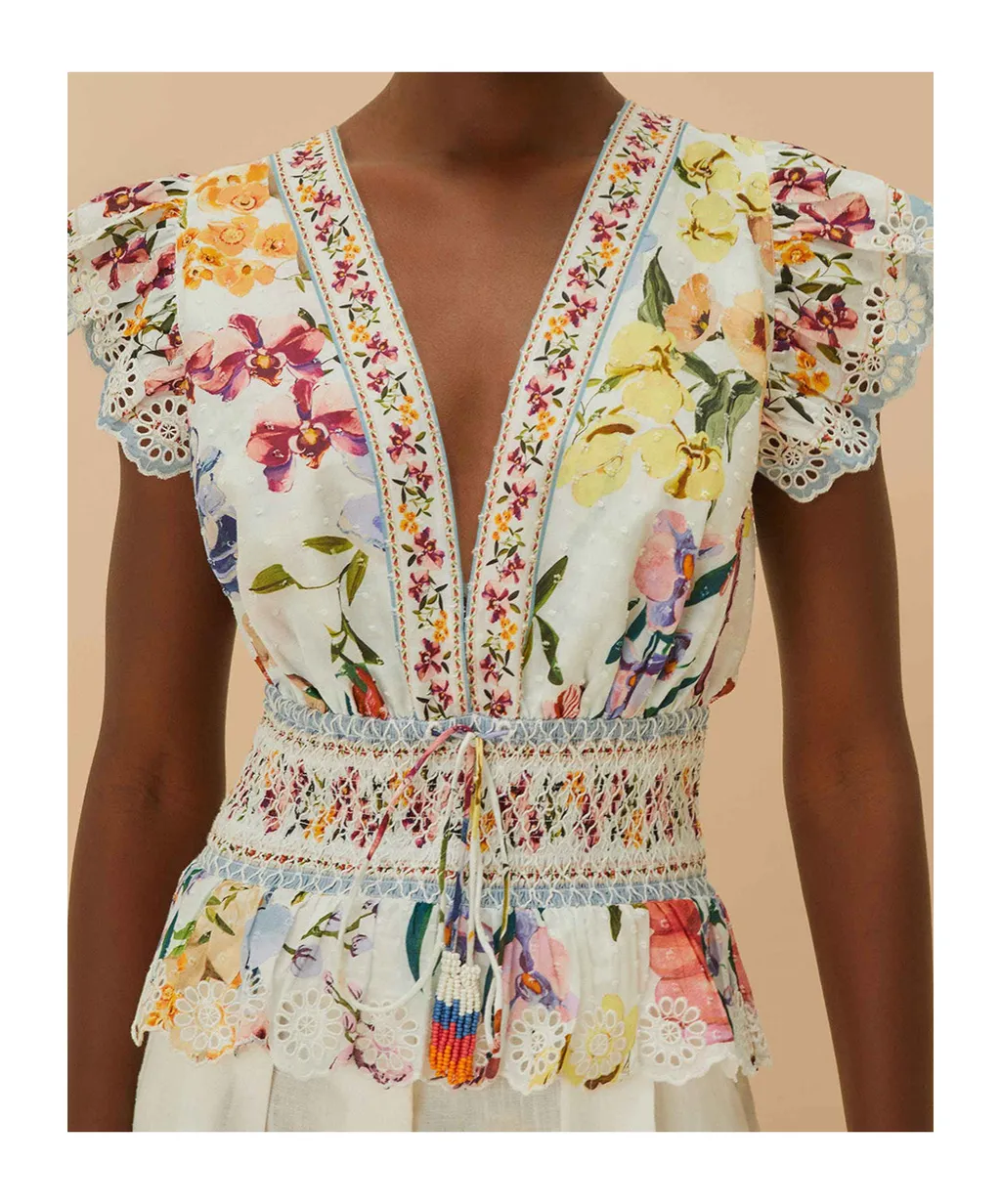 Greek Garden Printed Blouse