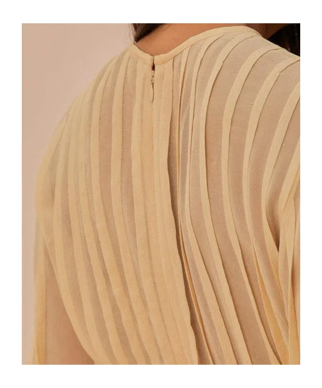 Ruffled-Trim Pleated Blouse