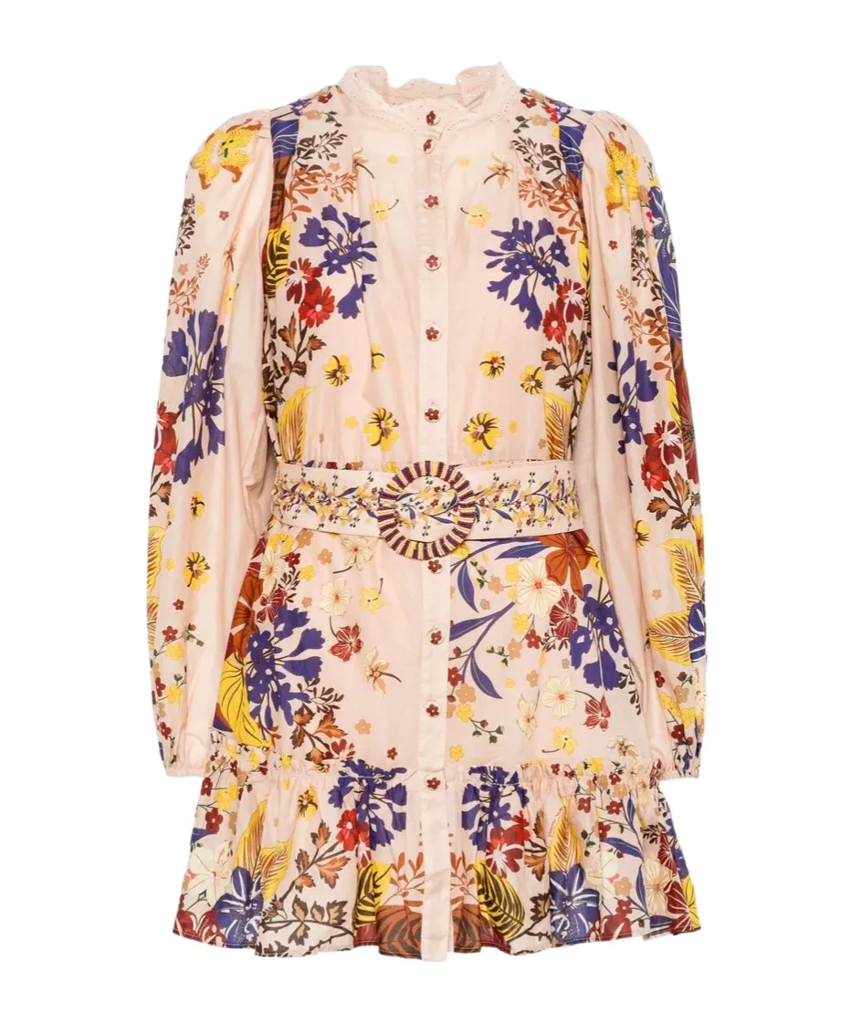 Bouquet Mini Dress With Lace Collar