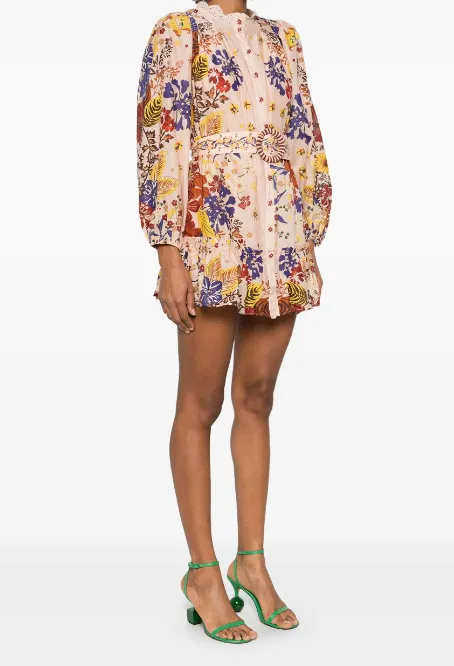 Bouquet Mini Dress With Lace Collar