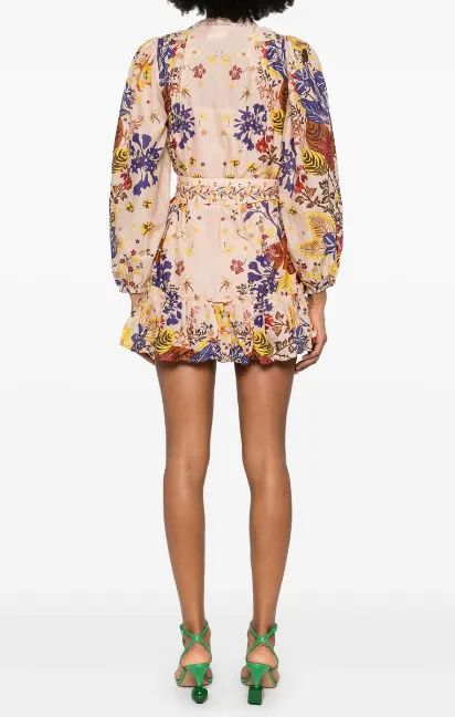 Bouquet Mini Dress With Lace Collar