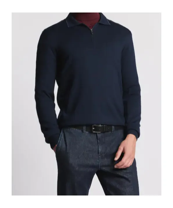 Wool Knit Zip Polo Shirt
