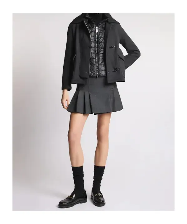 Ribbed Collar Toggle Jacket