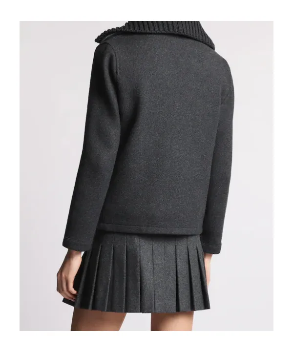 Ribbed Collar Toggle Jacket