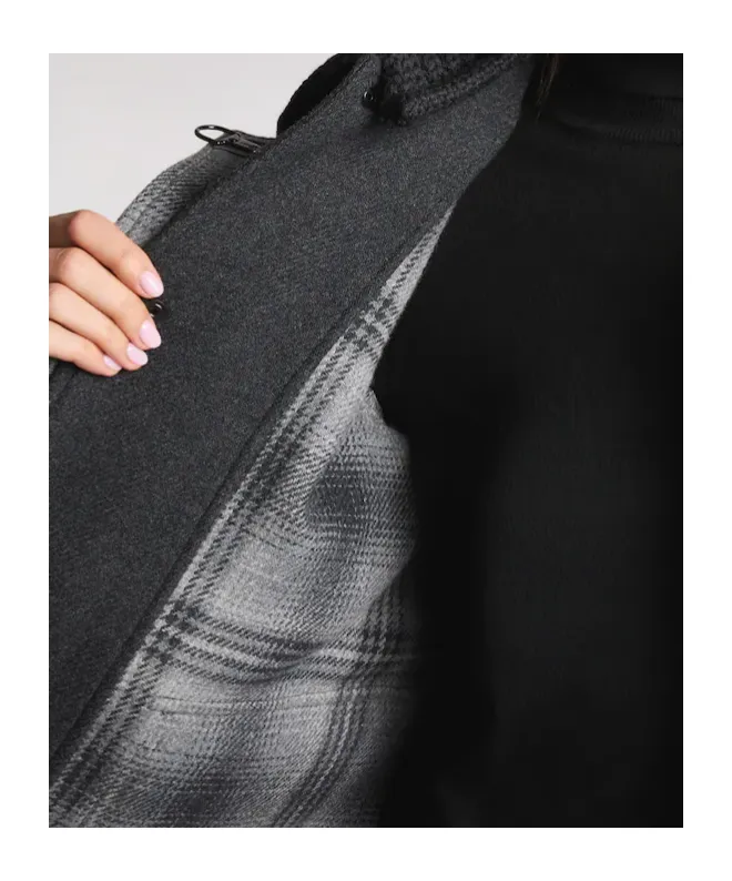Ribbed Collar Toggle Jacket