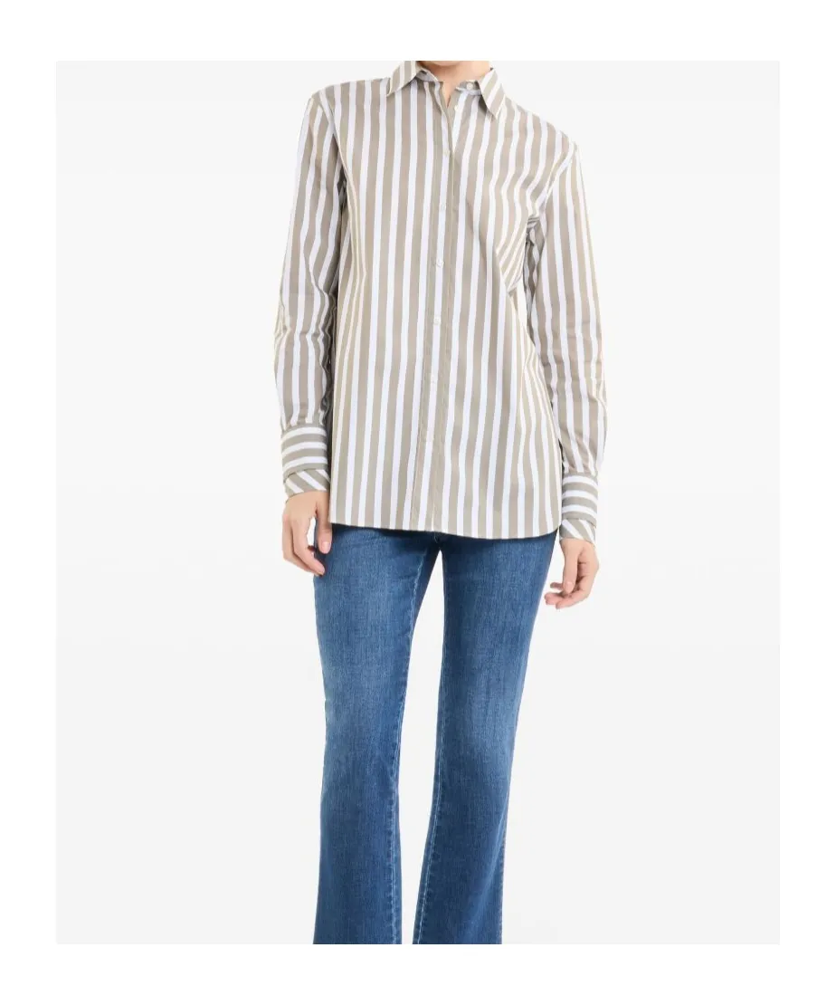Striped Sail Collar Shirt
