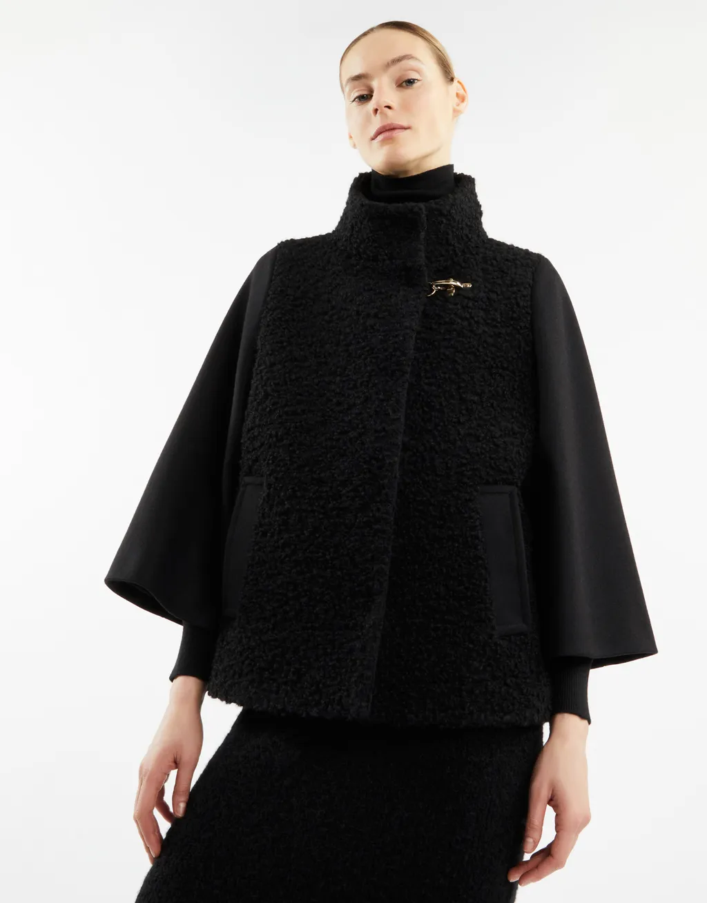 Bouclé-Detailed Coat