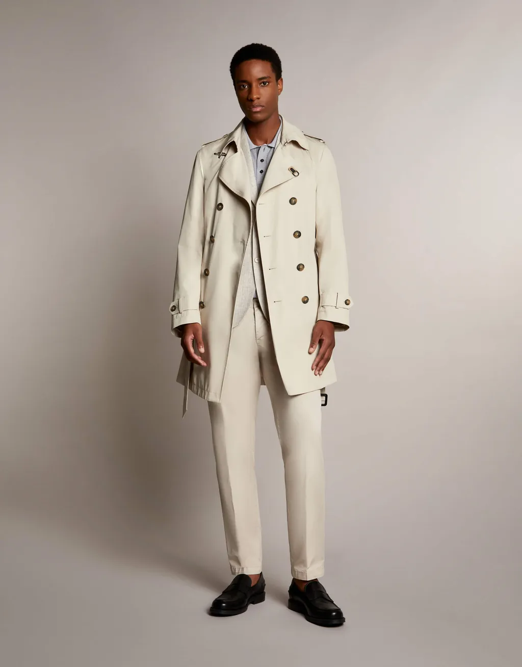 Double-Breasted Belted Trench Coat