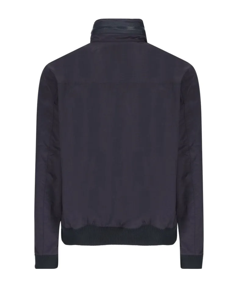 High-Neck Zip-Front Bomber Jacket