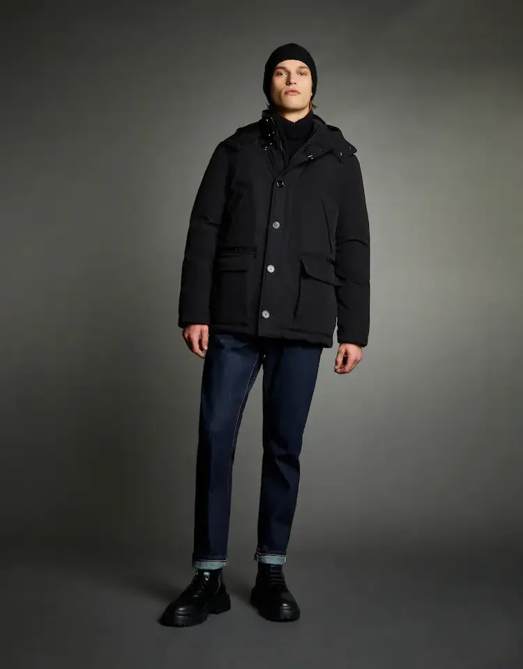 Technical Fabric Hooded Jacket