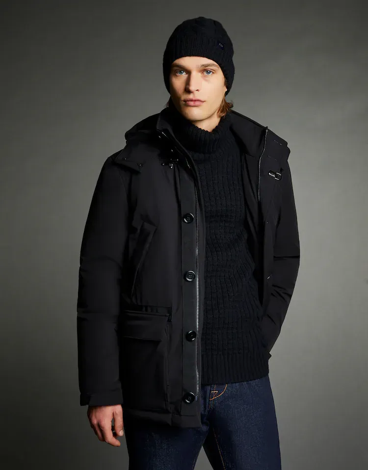 Technical Fabric Hooded Jacket
