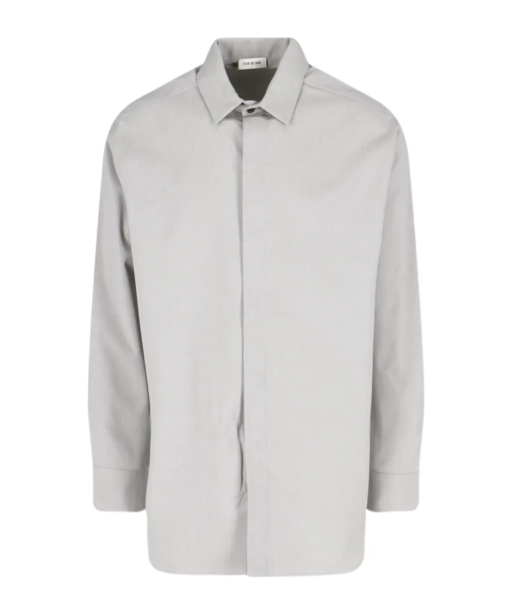 Long-Sleeved Curved Hem Shirt