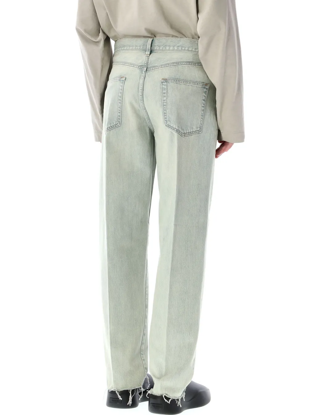 Straight-Leg Frayed-Edge Jeans