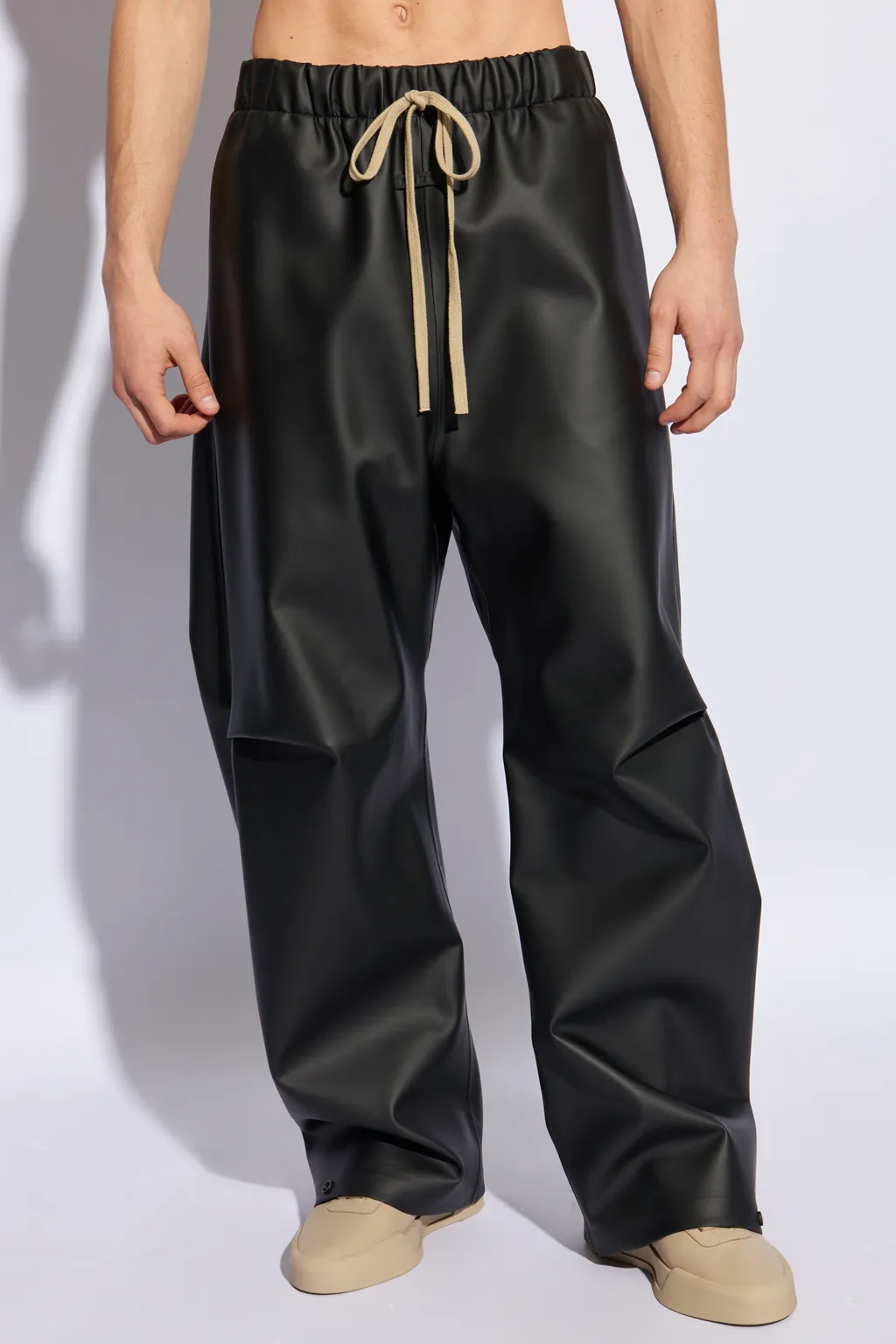 Pleated Wide-Leg Drawstring Trousers