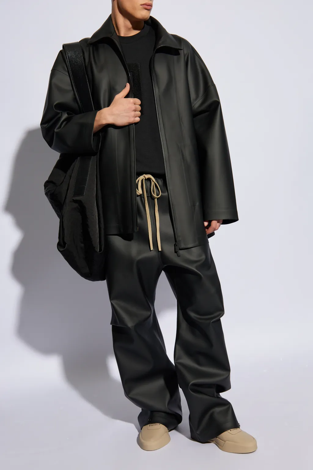 Pleated Wide-Leg Drawstring Trousers