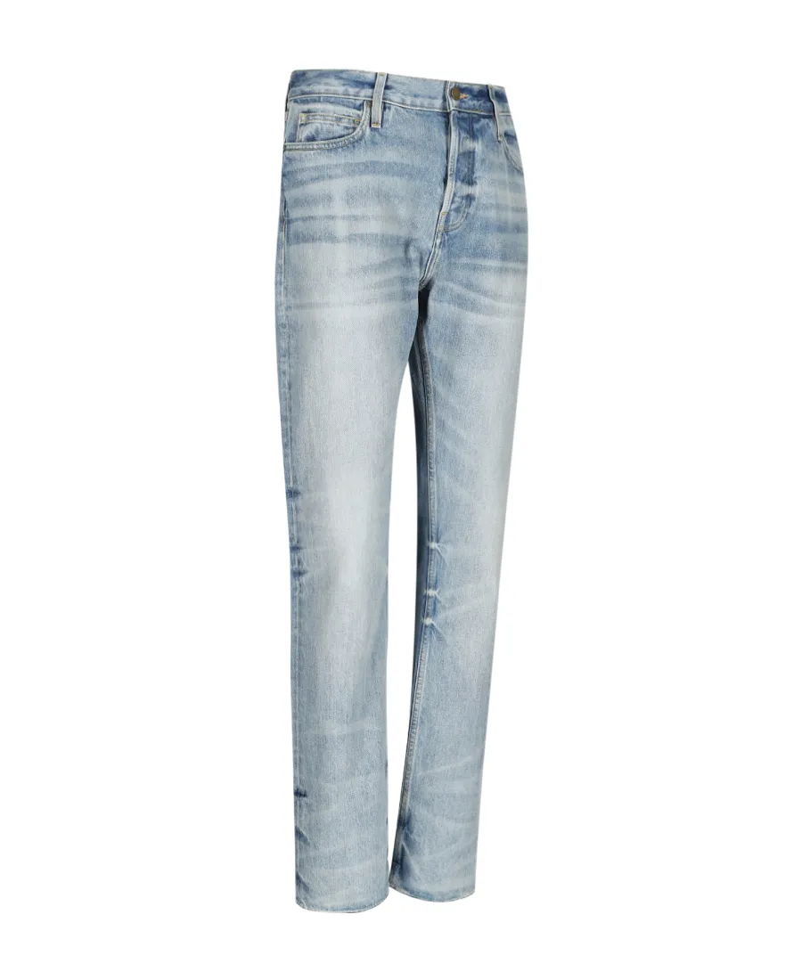 Stonewashed Straight-Leg Denim Trousers