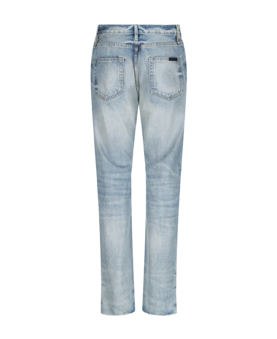 Stonewashed Straight-Leg Denim Trousers