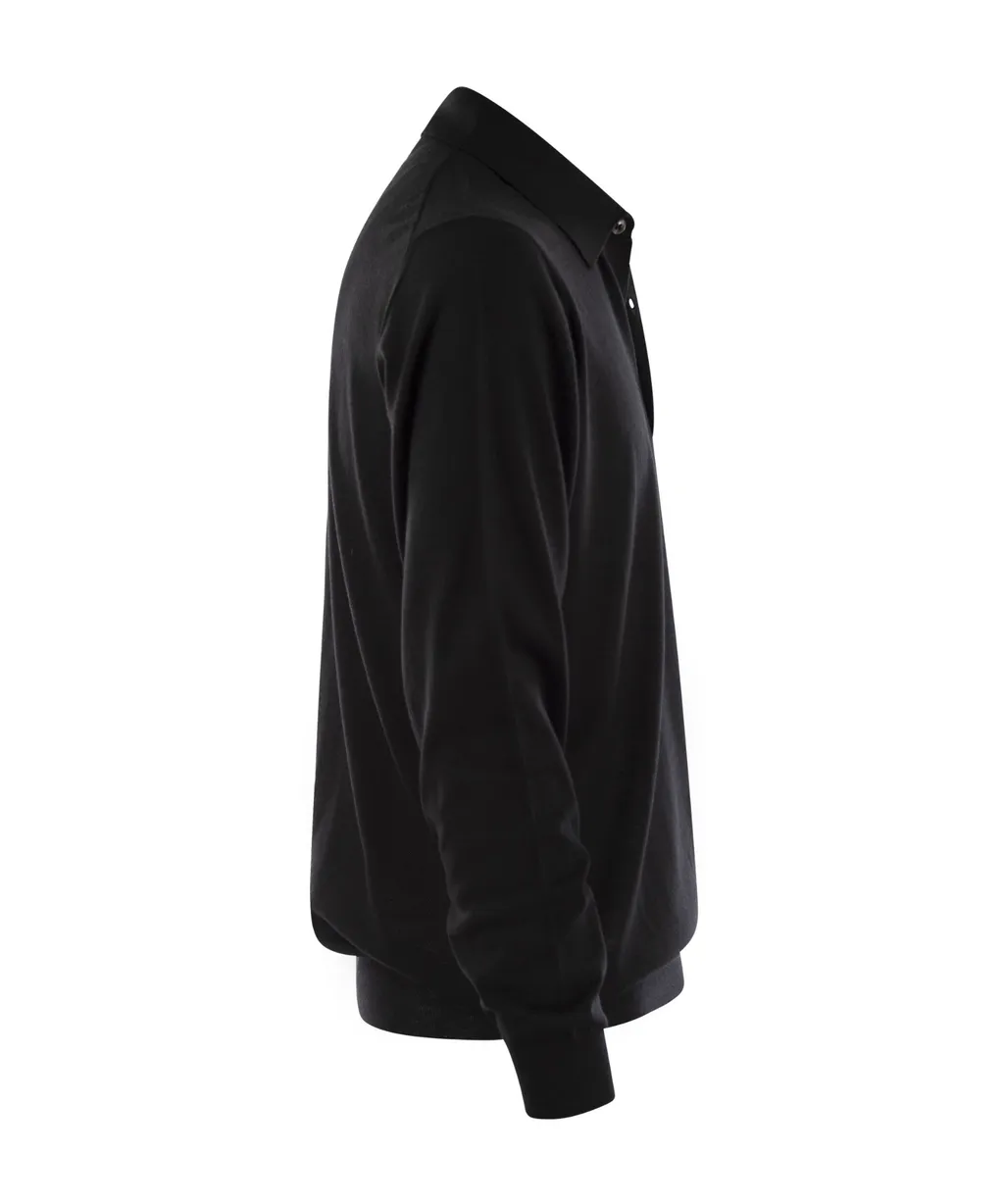 Virgin Wool Long-Sleeve Polo Shirt