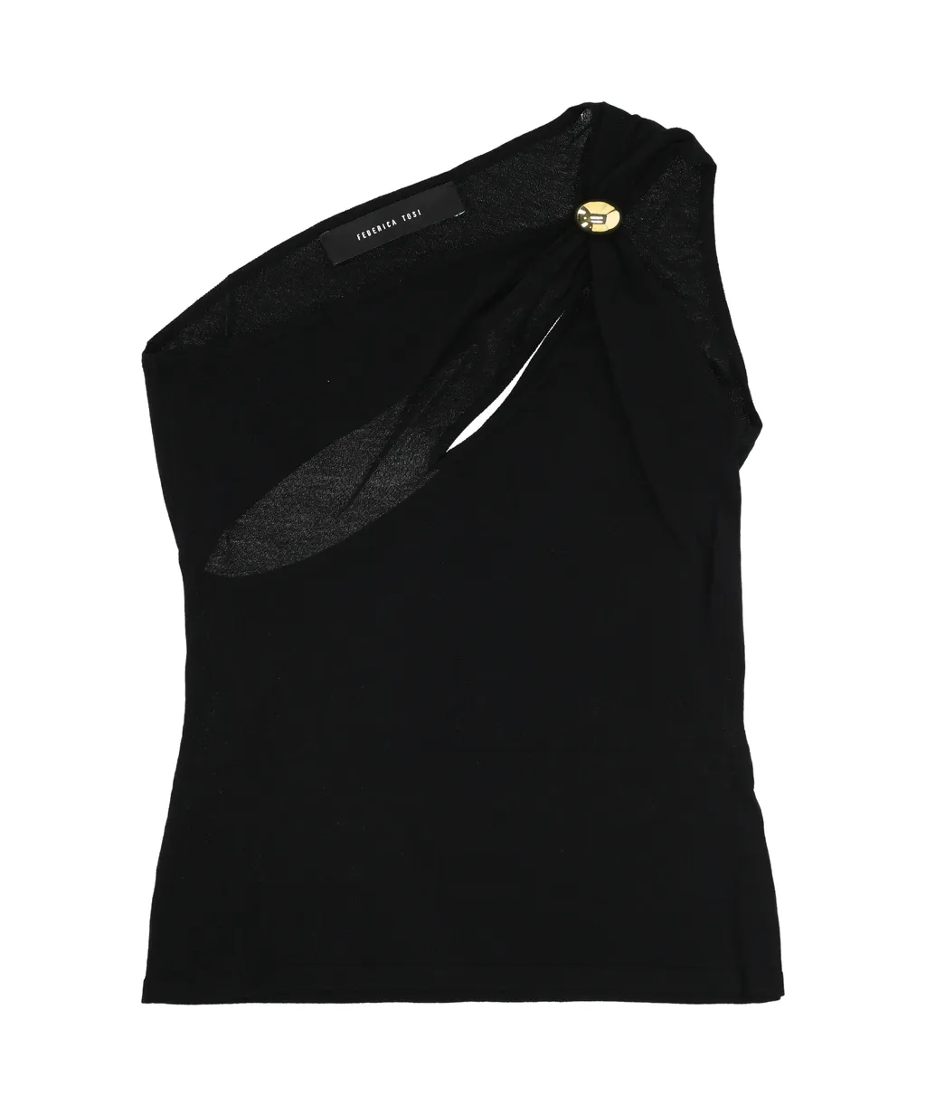 One Shoulder Jewel Accent Top