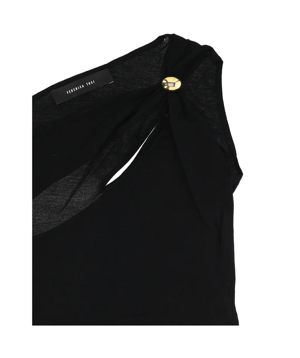 One Shoulder Jewel Accent Top