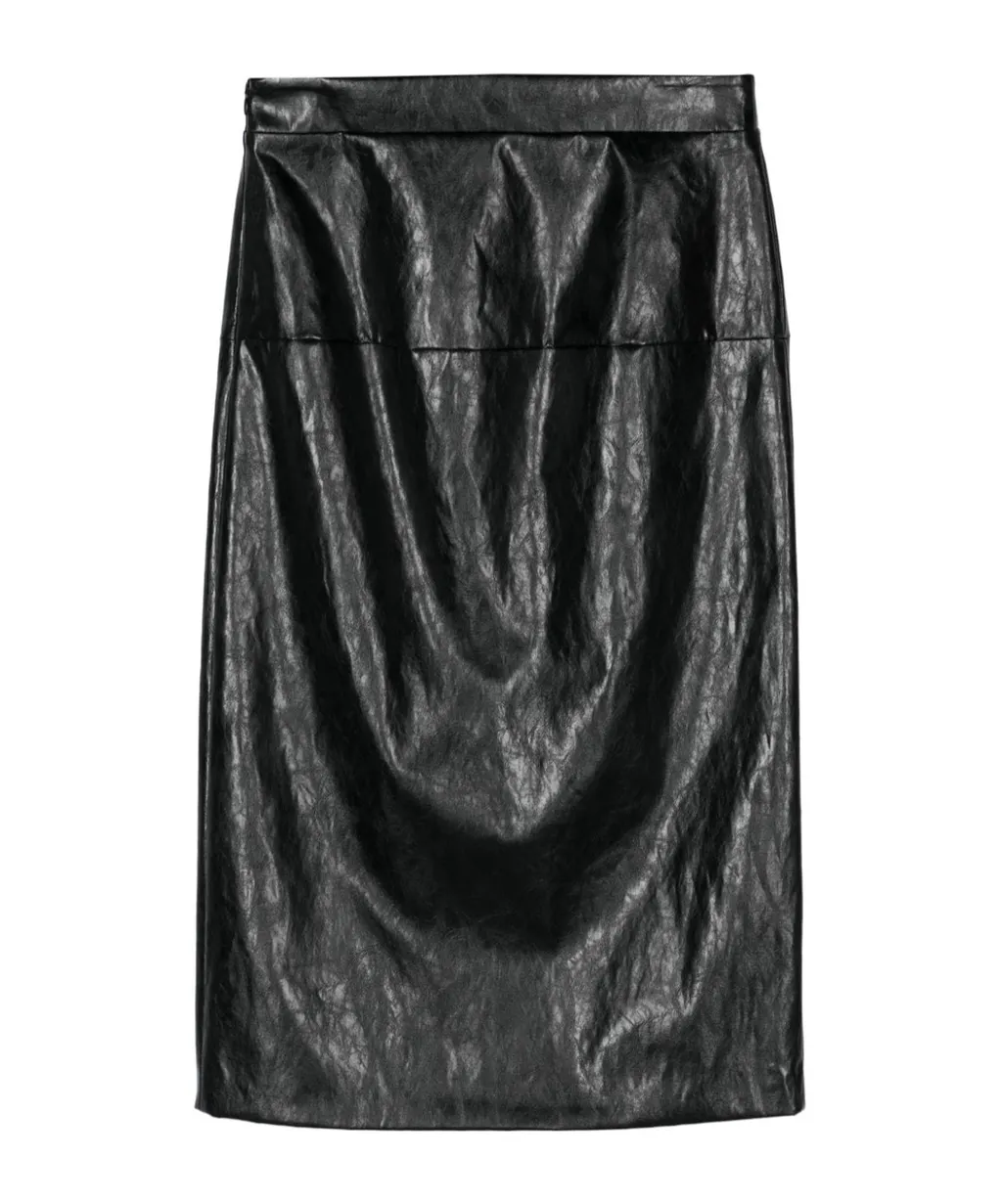 Faux-Leather Midi Skirt